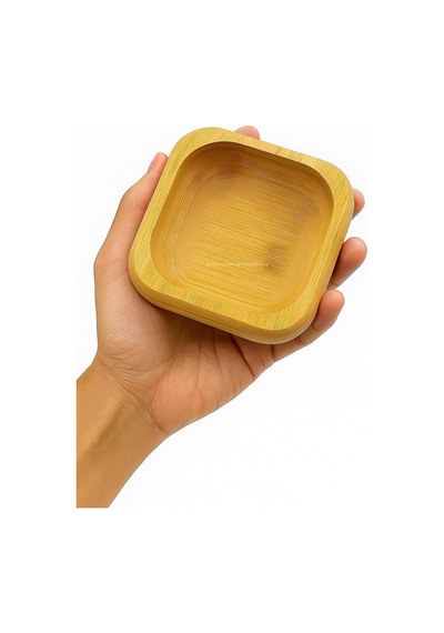 6 Lı Kare Sunum Ve Servis Kase Seti %100 Doğal Bambu, 9x9 Cm Çok renkli