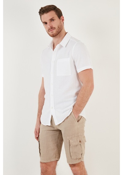 Buratti Pamuklu Regular Fit Kısa Kollu Erkek Gömlek Cf24S128230 Beyaz