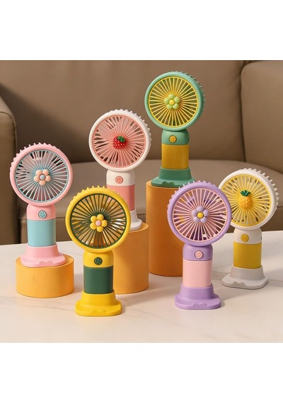 Çiçek Tasarımlı Taşınabilir,şarjlı,mini El Fanı Turkuaz/sarı Dd5017ats Diğer