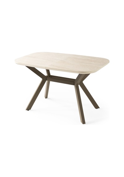 Venedik Travertan Mdf Açılır Mutfak Masa Takımı 80 130cm Krem