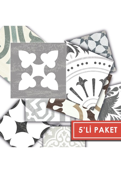 Kendinden Yapışkanlı İngiliz Desenli Pvc Karo 10x10 Cm 5 Li Paket