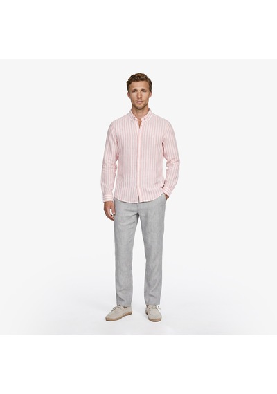 Nautica Erkek Bej Regular Fit Çizgili Keten Gömlekçizgiliw65451t Pembe