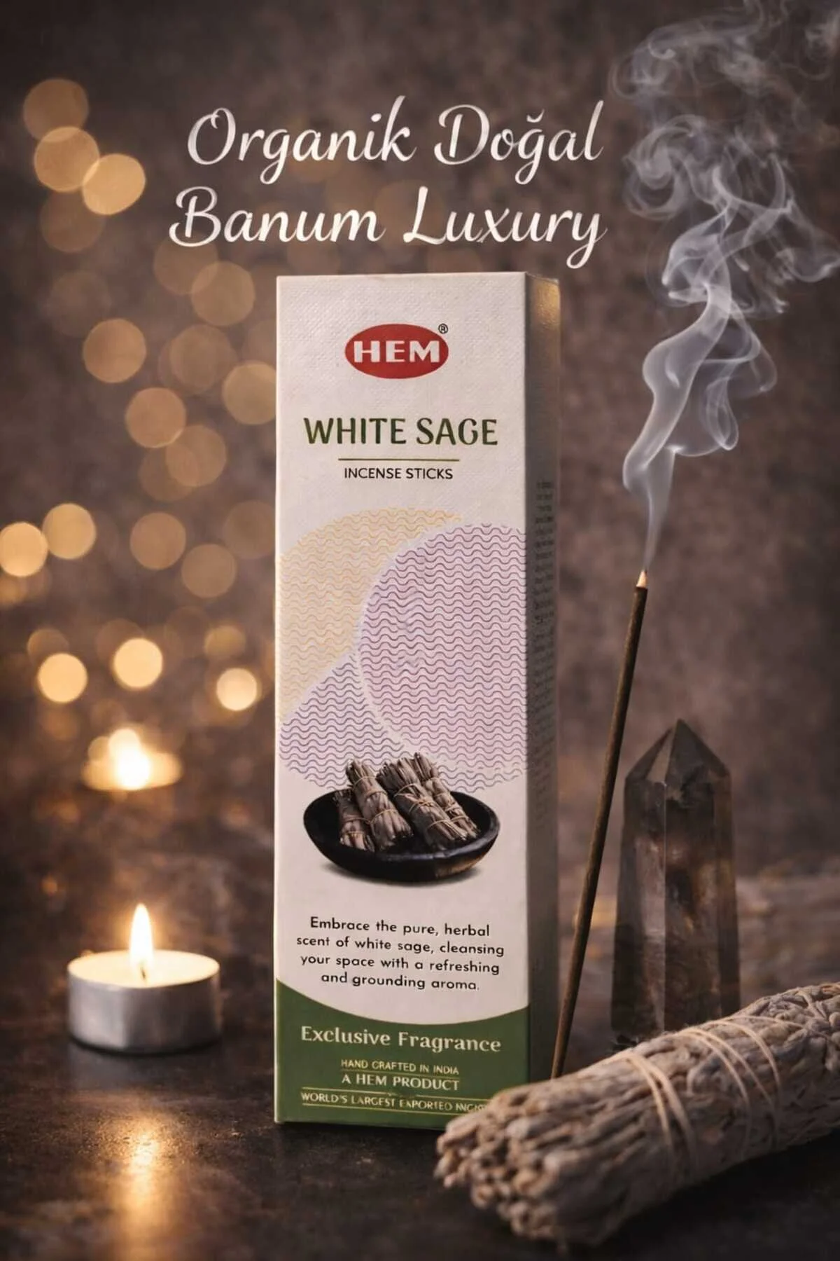 Banum Luxury Organık Doğal El Yapımı Adaçayı Çubuk Tütsülük 25gr