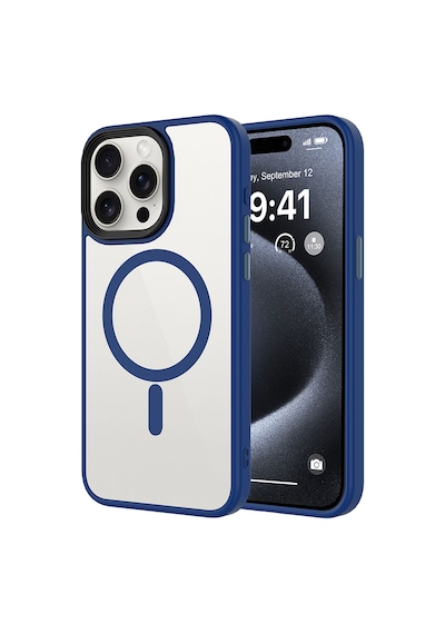 Apple Uyumlu iPhone 14 Pro Max Kılıf Mat Arka Yüzey Wireless Şarj Özellikli Zore Flet M-safe Kapak Mavi