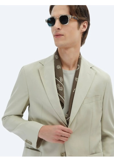 Kip Bej Düz Modern Fit Takım Elbise Bej