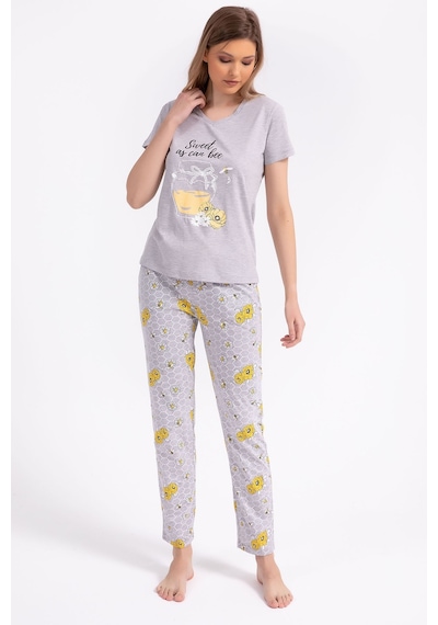 Rolypoly Sweet As Can Bee Grimelanj Kadın Pijama Takımı 5274-29140 Gri