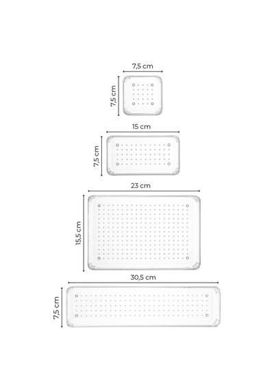 Vienev 12'li Şeffaf Çekmece Içi Düzenleyici Organizer 3x D.dkdrtgn 4x K.dkdrgn,k.kare 1x O.dkdrgn