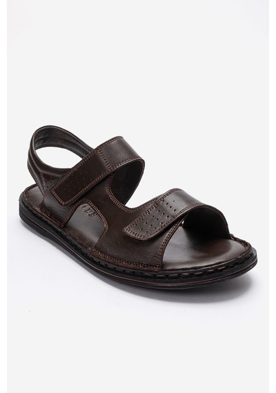 Dericlub Erkek Bantlı Sandalet Gerçek Deri Dc 1215 Kahverengi