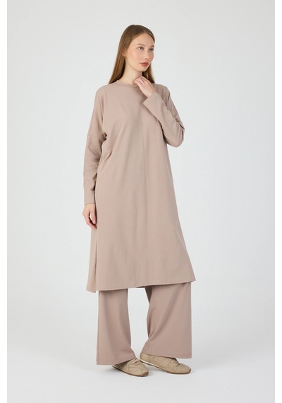 Butikgiz Kadın Tesettür Tunik Pantolon Rahat %100 Pamuklu 2'li Alt Üst Takım Bej Butikgiz Kadın Tesettür Tunik Pantolon Rahat %100 Pamuklu 2'li Alt Üst Takım Bej