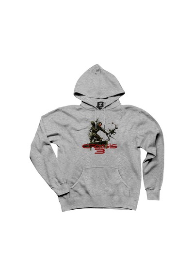 Crysis Level Three Warrior Gri Kapşonlu Sweatshirt Hoodie Gri