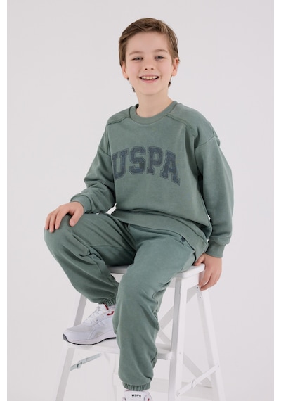 U.S. Polo Assn. Lisanslı Erkek Çocuk Alt Üst 2 Parça Eşofman Takımı Us2229 Koyu Yeşil