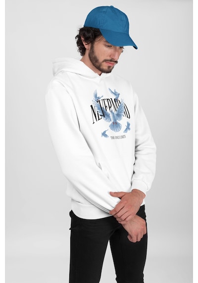 Nevermind Bird Tasarımlı Kapüşonlu Sweatshirt Unisex Oversize Hoodie Beyaz