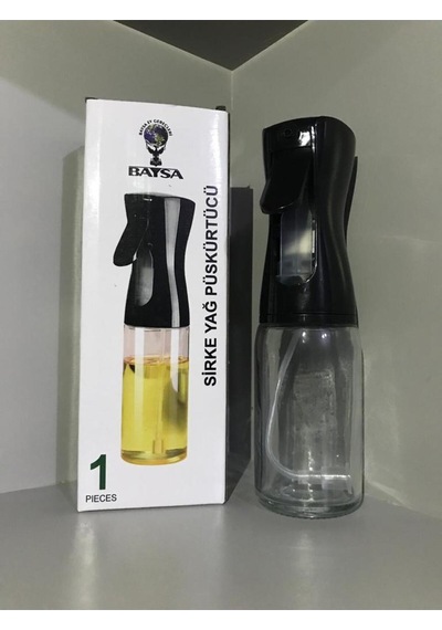 200 Ml Sprey Yağdanlık Cam Şişe Yağ Püskürtücü Siyah Diğer