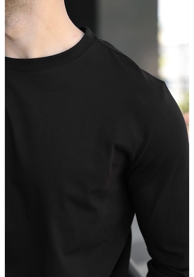 Madmext Siyah Pamuklu Slim Fit Erkek Tişört E7187