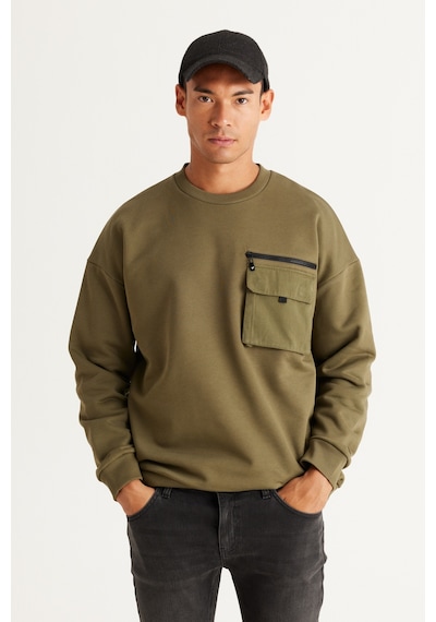 AC&Co / Altınyıldız Classics Erkek Hakı Oversize Bol Kesim Bisiklet Yaka %100 Pamuk Sweatshirt Haki AC&Co / Altınyıldız Classics Erkek Hakı Oversize Bol Kesim Bisiklet Yaka %100 Pamuk Sweatshirt Haki