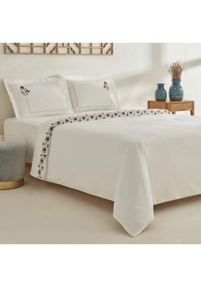 Karaca Home Janset Çift Kişilik Nevresim Takımı Nakışlı Beyaz Beyaz