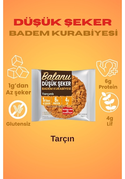 Balanu Düşük Şekerli Tarçınlı Badem Kurabiyesi 50gr X3 Adet