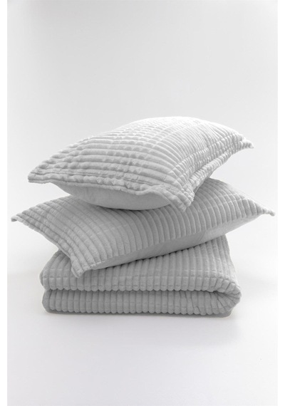 Merinos Modern Line 3 Parça Battaniye Yatak Örtüsü Açik Gri Açık Gri