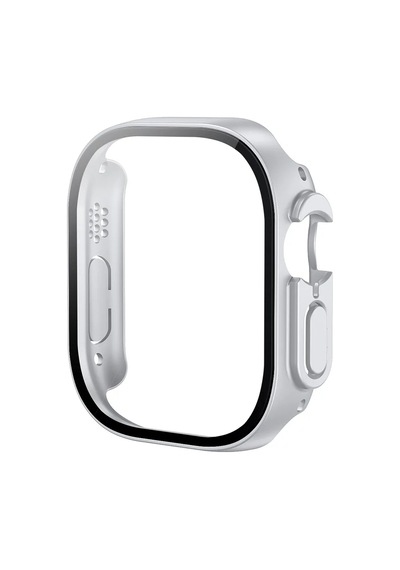 Cam + Kılıf  Apple Uyumlu Watch  Ula 49mm Kılıfları Pc Tampon + Ekran Koruyucu Te Silver 49mm Ultra Ultra2