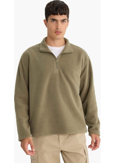 Defacto Relax Fit Yarım Fermuarlı Polar Sweatshirt F0448ax25aukh401 Haki-kh401