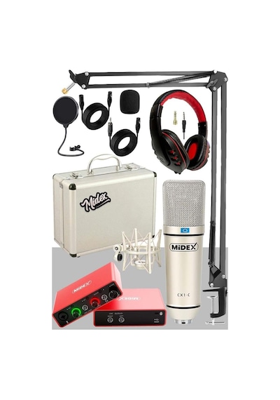 Midex Stüdyo Kayıt Seti - Glx-700 Ses Kartı + Cx1-c Mikrofon + Kulaklık