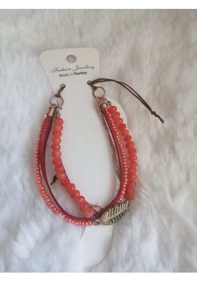 Glamglamour Çoklu Somon Renkli Balık Uçlu Kadın Halhal Çok Renkli