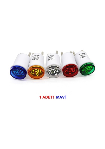 Ac 220v Voltmetre Yuvarlak Mavi Eu Plug Prize Takılabilir Fiş Gerilim Şebeke Test Led Voltaj Göster