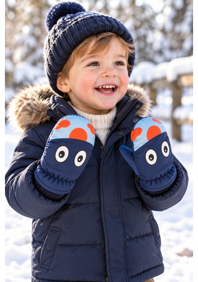 Miniko Kids Kitti 420-20 Erkek 1-3 Kar Kayak Eldiveni Lacivert