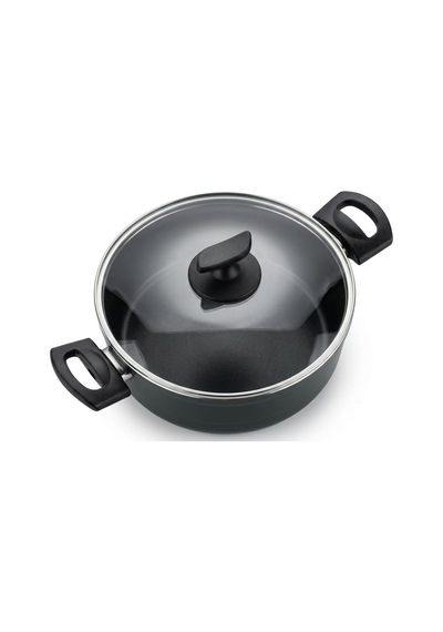 24 Cm Buz Karnıyarık Tenceresi - Siyah Yanmaz Yapışmaz Sığ Pilav Ve Yemek Tenceresi