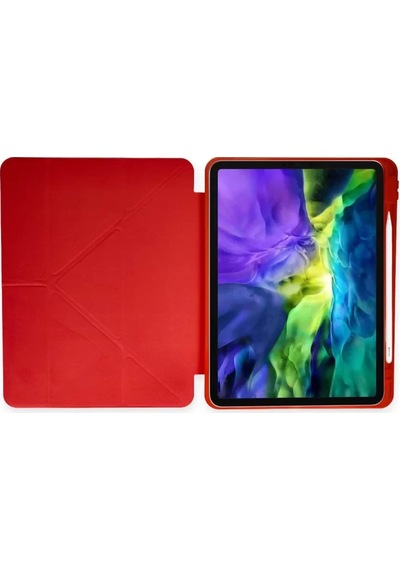 Newface Apple İpad Pro 11 2024 Kılıf Kalemlikli Mars Tablet Kılıfı - Kırmızı Diğer