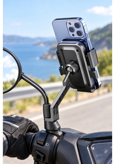 1 Adet 360 Dikiz Aynası Telefon Tutucu Bisiklet Motosiklet Scooter İçin Ayarlanabilir Tutucu Esnek Başlıklı Sert Plastik Gövde Silikon Ped Phone Holder Sarı
