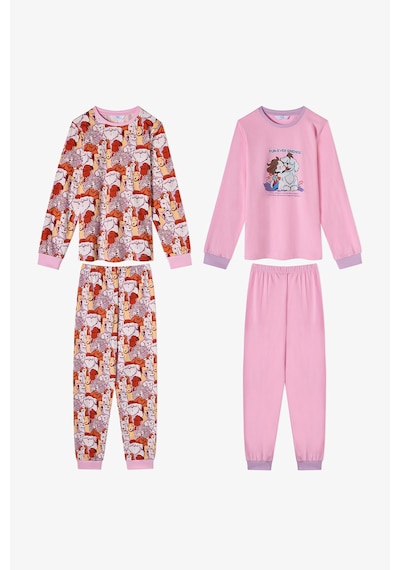 Penti Kız Çocuk Pembe Fur-ever Friends Pamuklu Uzun Kollu 2li Pijama Takımı