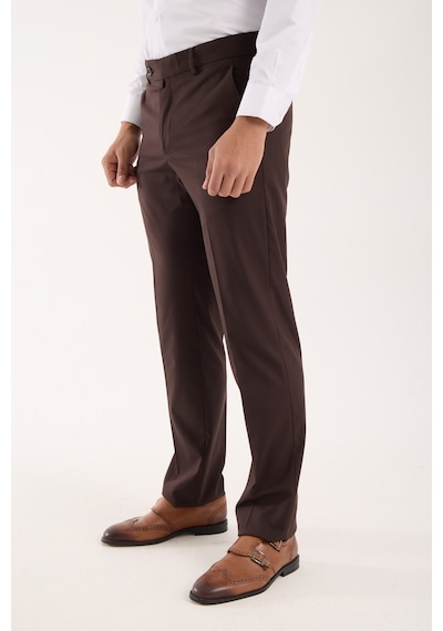 Erkek Regular Fit Kumaş Pantolon Kahverengi