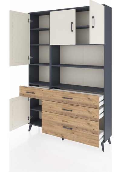 Arges Dolap 9 Raflı 4 Çekmeceli 4 Kapaklı 132x30x195 Antrasit-aytaşı/çam Aytası/atlas Çam Arges Dolap 9 Raflı 4 Çekmeceli 4 Kapaklı 132x30x195 Antrasit-aytaşı/çam Aytası/atlas Çam