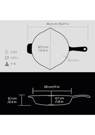 Döküm Yuvarlak Izgara Tava, Metal Kulplu, Konkav Taban, 28 Cm Belirtilmemiş
