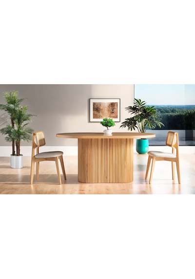 Panama İskandinav Natural Ahşap Masa Sandalye Takımı 80x160 Natural