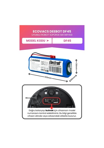Ecovacs Deebot Df45 Uyumlu Batarya Maksimum Kapasite 3500mah Pil Robot Süpürge Bataryası Değişimi