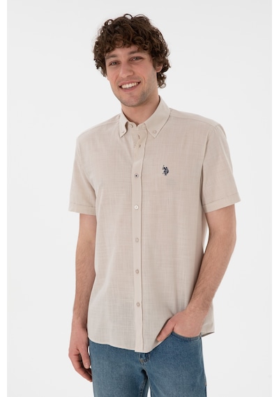 U.s. Polo Assn. Erkek Taş Gömlek Kısa Kollu 50306324-vr049 Tas