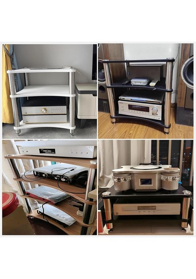 Modern Ses Rafı 2 Katlı Stereo Dolap, Meşe, Yuvarlatılmış Köşeli, Pikap Ve Ev Sineması Cihazlarını Saklam Diğer