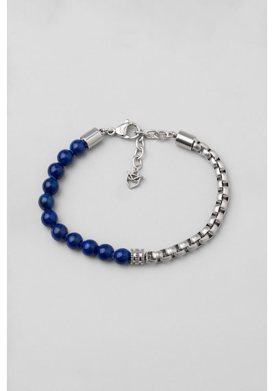 Lapis Taşlı 22 Cm Çelik Erkek Bileklik Gri