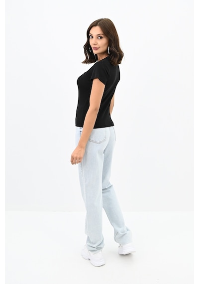 Kadın Taş İşlemeli Nakış Detaylı T-shirt 1774-25 001