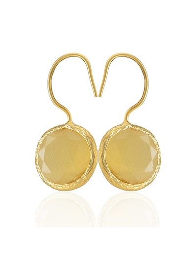 Kadir Jewellery 22 Ayar Altın Kaplama Kadın Taşlı Küpe -el İşçiliği Ve Hipoalerjenik Küpe -e01 Sarı