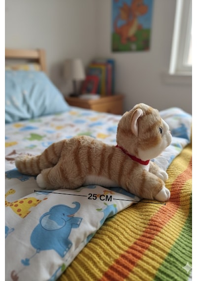 Miyavlayan Peluş Kedi 25 Cm - Yumuşacık Tüylü Sesli Uyku Arkadaşı Ve Hediye Kedi Oyuncak Kahverengi