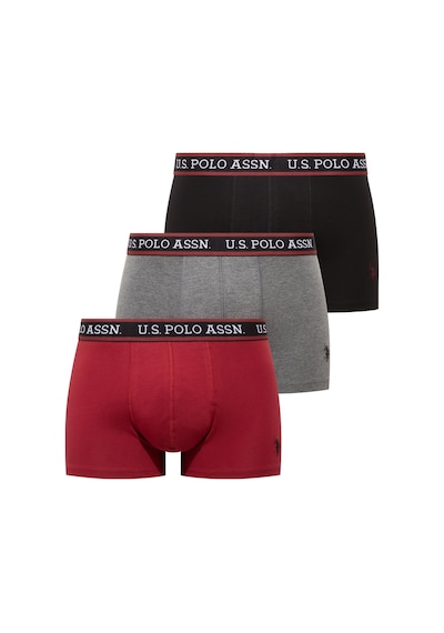 U.s. Polo Assn. 80651 Bordo - Antrasit Melanj - Siyah 3 Lü Boxer Bordo - Antrasit Melanj - Siyah