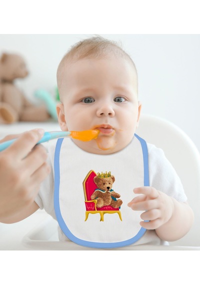 Bk Kids Kral Tasarımlı Mavi Bebek Mama Önlüğü Mavi