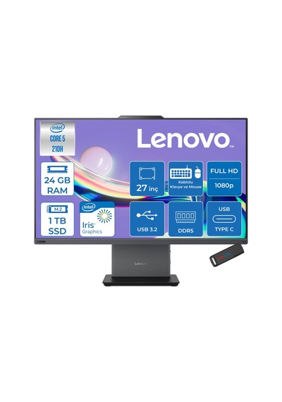 Lenovo ThinkCentre Neo 50a 27 Gen5 12SAA05QTRF08 Core 5 210H 24 GB 1 TB SSD 27" Free Dos AIO Masaüstü Bilgisayar