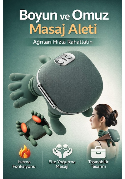 Mo Dou Isıtmalı Boyun Ve Omuz Masaj Aleti 3 Kademe Yoğurma Masajlı Elektrikli Masaj Yastığı 4000mah Açık Yeşil
