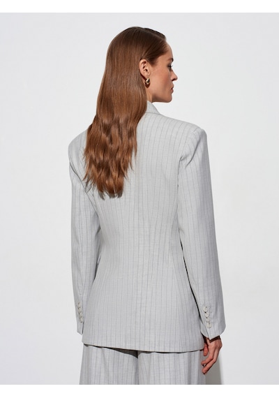 Dilvin 60803 Yan Düğme Detaylı Blazer-gri