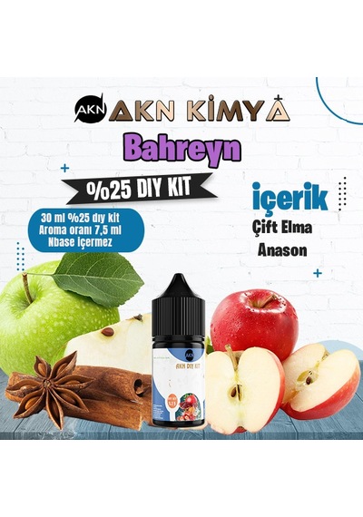 Bahreyn Yoğun Dıy Kit Çift Elma Anason Gıda Aroması %25 Oranda Aroma İçerir Hazır Değildir 30 Ml