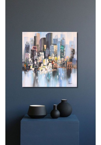 Bina Soyut El Yapımı Yağlı Boya Tablo 85x85cm